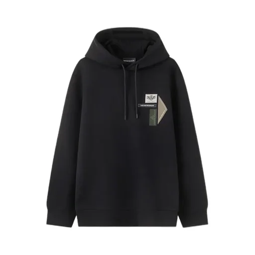 Emporio Armani Logo Patch Drawstring Hoodie