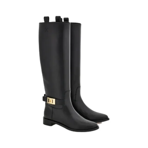 Knee High Boot With Hug Buckle Detail
