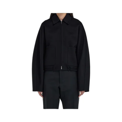 Cashmere Blend Cropped Bomber Jacket