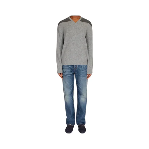 V-Neck Sweater With Stripe Detail