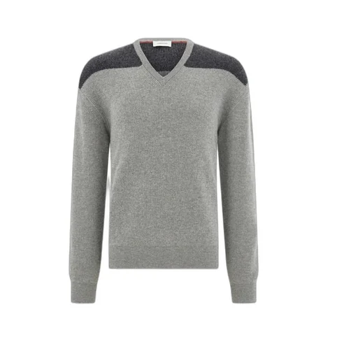 V-Neck Sweater With Stripe Detail