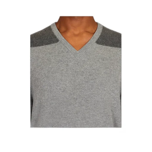V-Neck Sweater With Stripe Detail