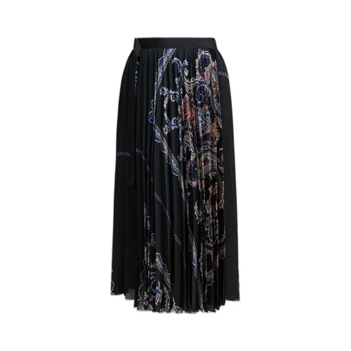 Sacai Paisley Printed Pleated Midi Skirt