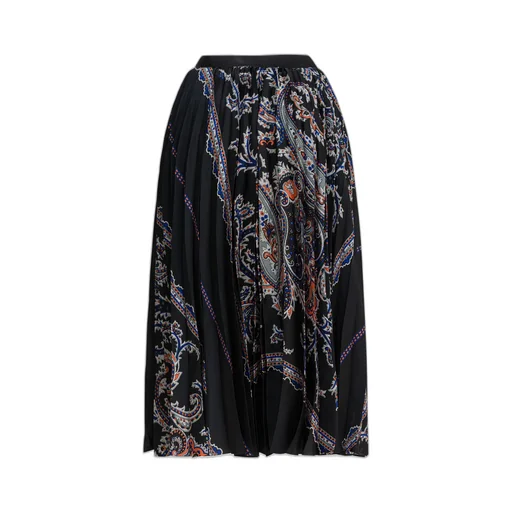 Sacai Paisley Printed Pleated Midi Skirt