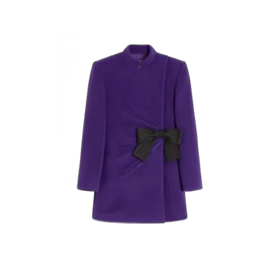 Valentino Bow Detailed Ruched Peacoat