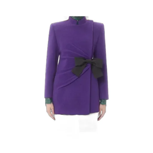 Valentino Bow Detailed Ruched Peacoat