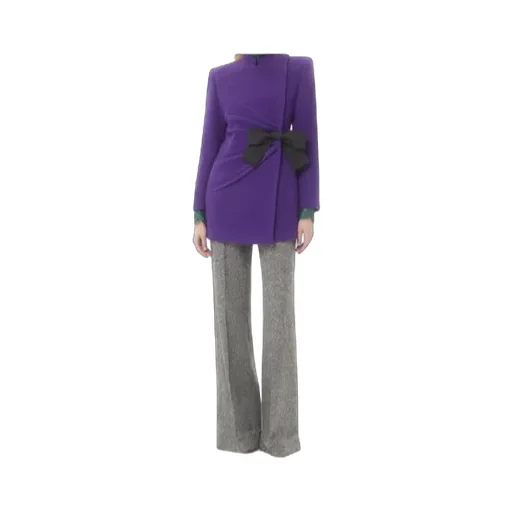 Valentino Bow Detailed Ruched Peacoat