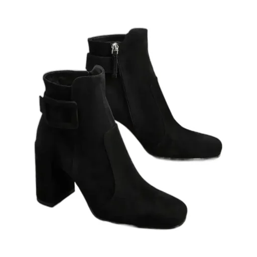 85Mm Buckle Block Heel Boots
