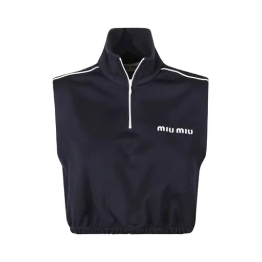 Miu Miu Logo-Embroidered Sleeveless Top