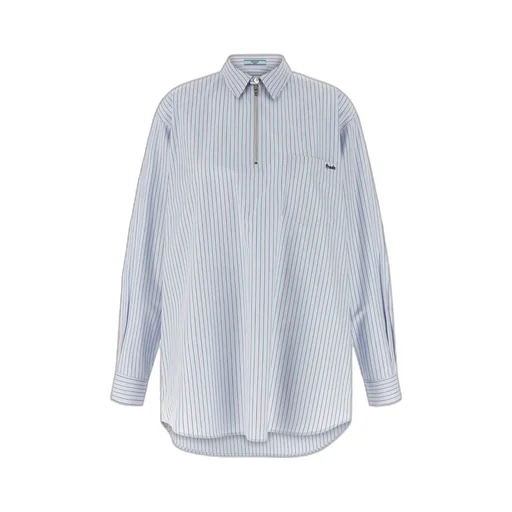 Prada Logo-Embroidered Striped Shirt