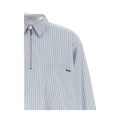 Prada Logo-Embroidered Striped Shirt