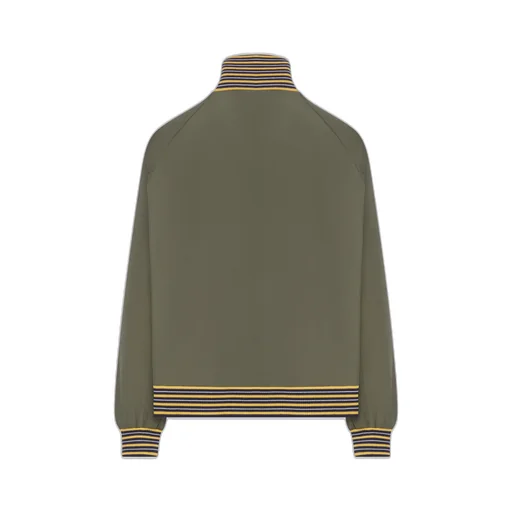 Triangular-Logo Striped-Detail Bomber Jacket