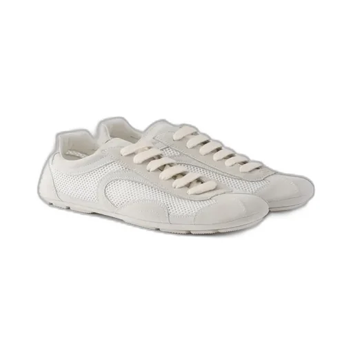 Prada Mesh-Panelled Lace-Up Sneakers