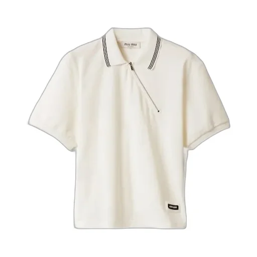 Miu Miu Zip-Detailed Short-Sleeved Polo Shirt