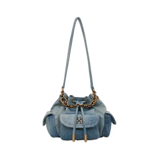 Off-White Logo Plaque Drawstring Shoulder Bag