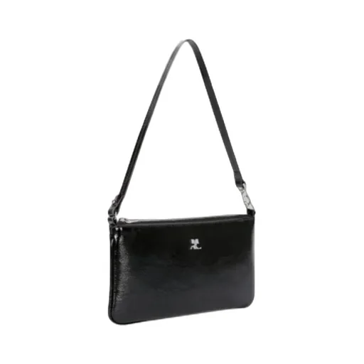Courrges Logo-Plaque Zipped Naplack Pouch Bag