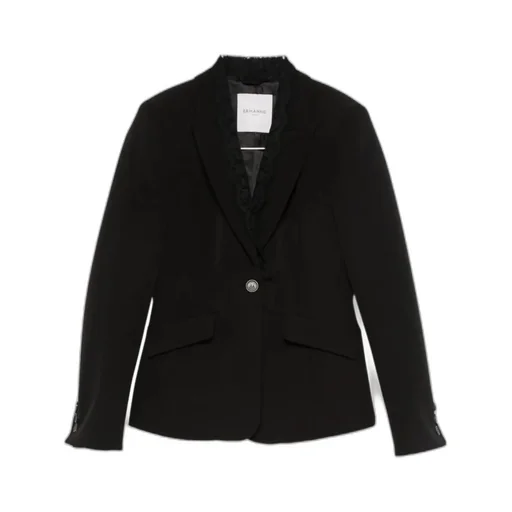 Lace-Detail Single-Breasted Jacket