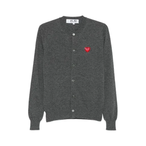 Comme Des GarÇOns Play Logo Detailed Crewneck Cardigan
