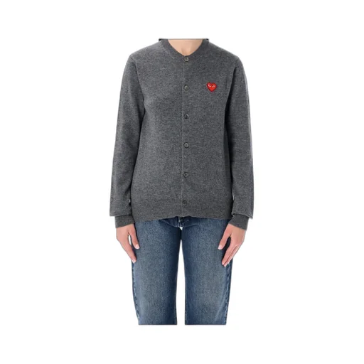 Comme Des GarÇOns Play Logo Detailed Crewneck Cardigan
