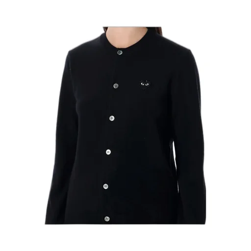 Comme Des GarÇOns Play Logo Patch Crewneck Cardigan