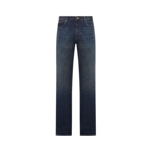 Button-Fastening Cotton Jeans