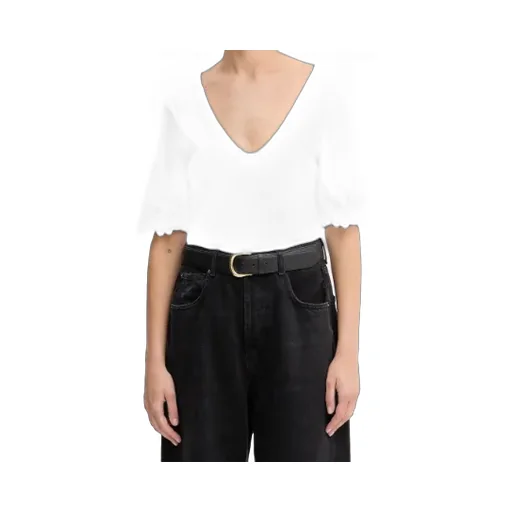 V-Neck Lace-Detail T-Shirt