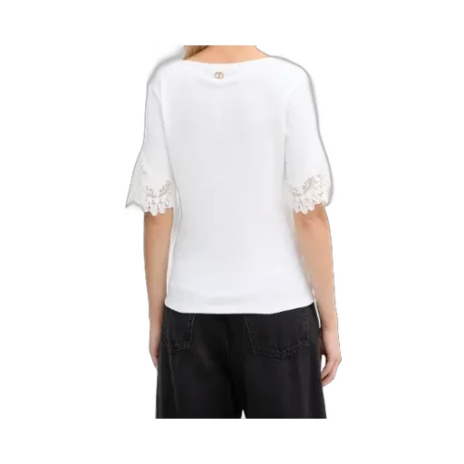 V-Neck Lace-Detail T-Shirt