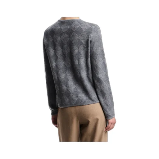 Diamond-Pattern Button Cardigan
