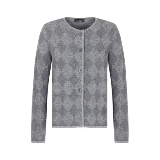 Diamond-Pattern Button Cardigan