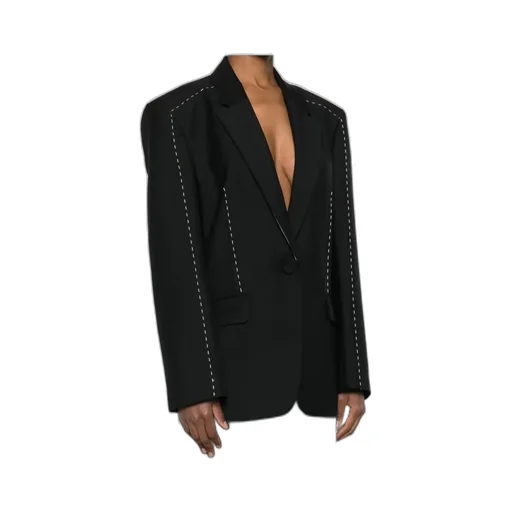 RÓHe Contrast-Stitching Single-Breasted Blazer