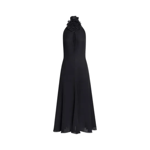 Floral Appliqu Halterneck Dress
