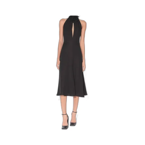 Floral Appliqu Halterneck Dress