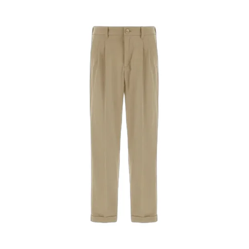 Pleated Cuffed Straight-Leg Trousers
