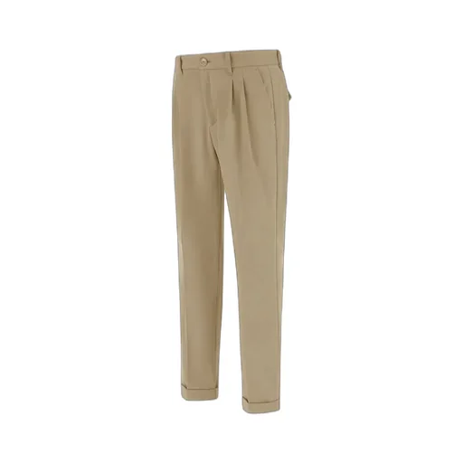 Pleated Cuffed Straight-Leg Trousers