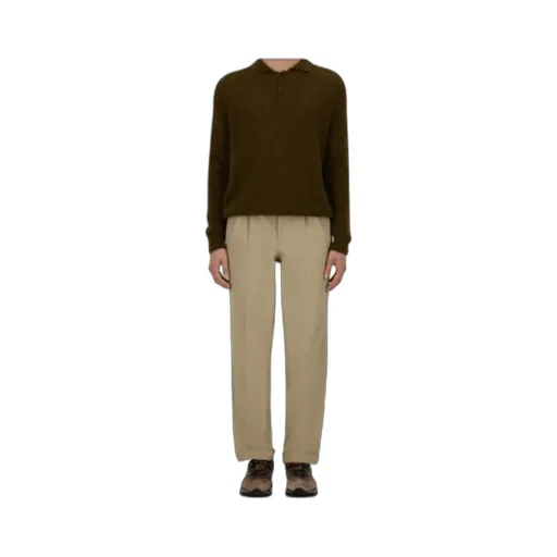 Pleated Cuffed Straight-Leg Trousers