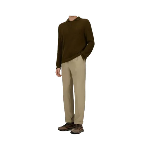 Pleated Cuffed Straight-Leg Trousers
