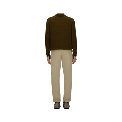 Pleated Cuffed Straight-Leg Trousers