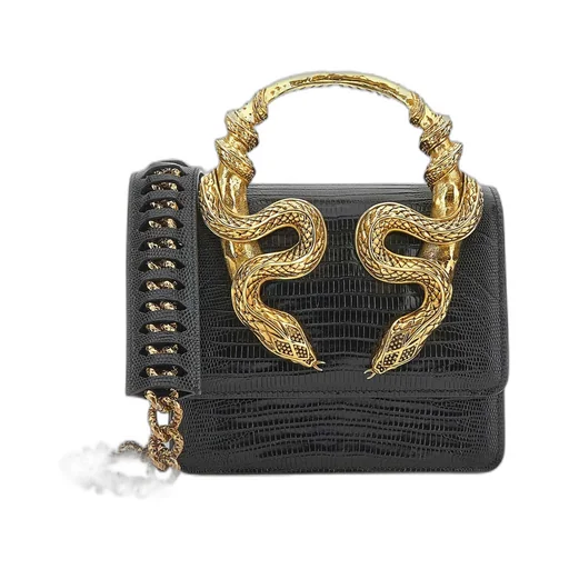 Roberto Cavalli Embossed Chain Shoulder Bag