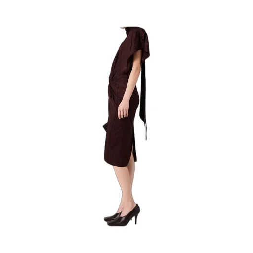 Snake Print Shoulder Pad Twist Midi Dress