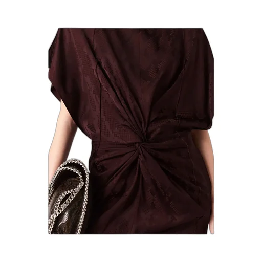 Snake Print Shoulder Pad Twist Midi Dress