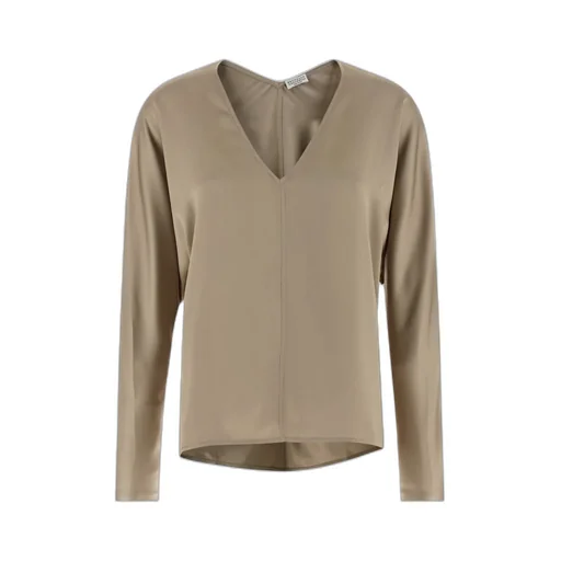 Brunello Cucinelli V-Neck Long-Sleeved Blouse