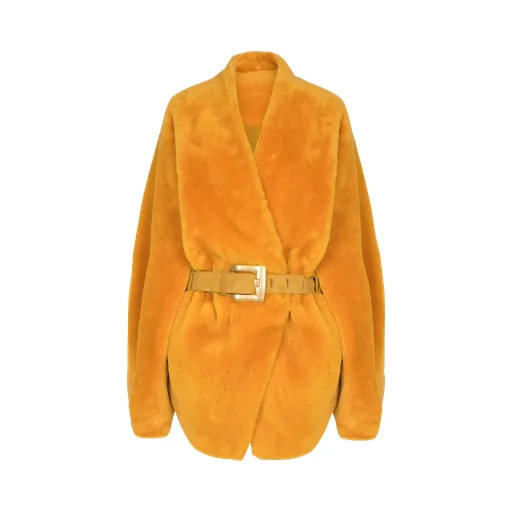 Balmain Belted Shearling Coat