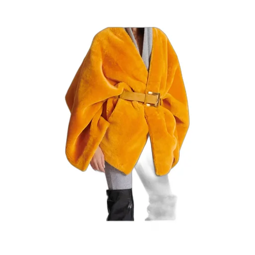 Balmain Belted Shearling Coat