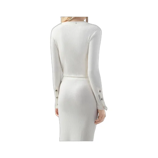 Ribbed-Button Long-Sleeved Top