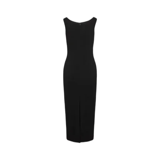 Floral Appliqué Keyhole Midi Dress In Black