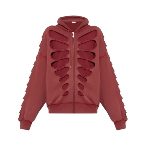 Shoulderless Cut-Out Zip-Up Hoodie