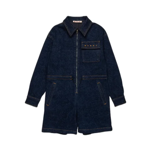 Marni Kids Zip-Up Denim Jumpsuit