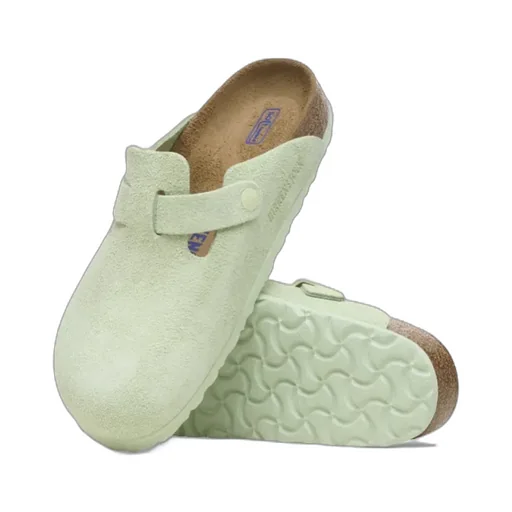Boston Soft Footbed Buckle Mules Faded Lime
