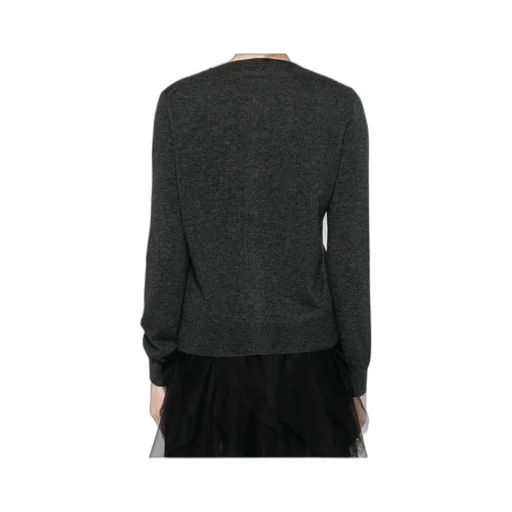 Lace-Panels Argyle-Pattern Cardigan