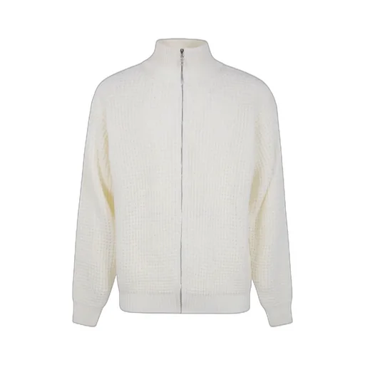 Zip-Up Waffle-Knit Cardigan